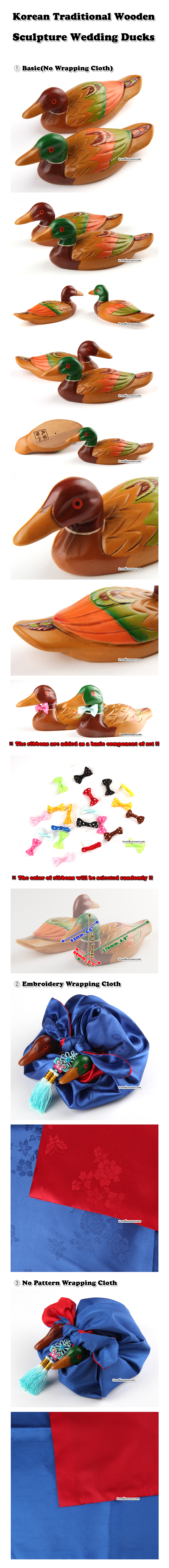 Korean Traditional Wooden Carved Sculpture Wedding Ducks Small Size